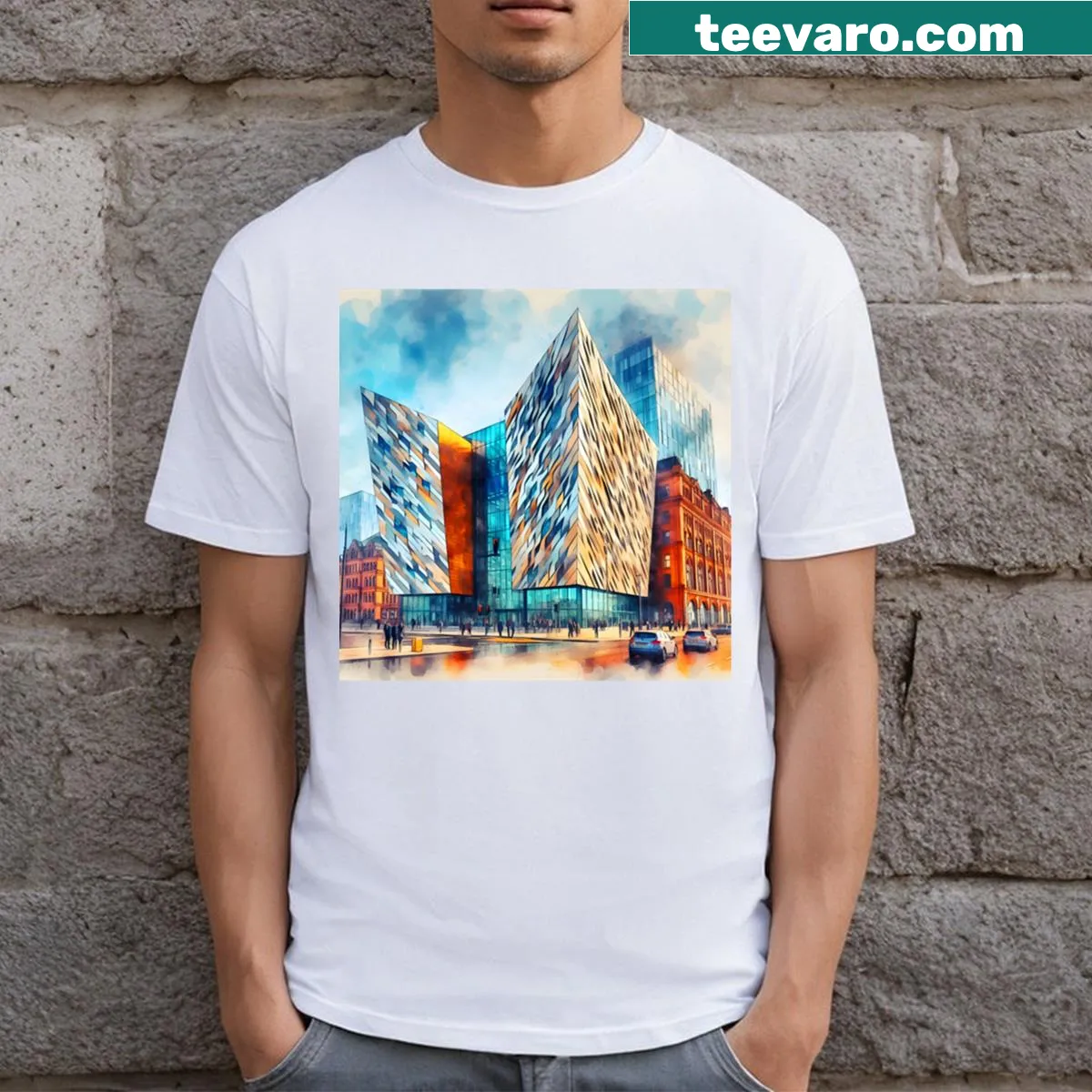 Illustrated Titanic quarters design on a T-shirt — on a men's t-shirt