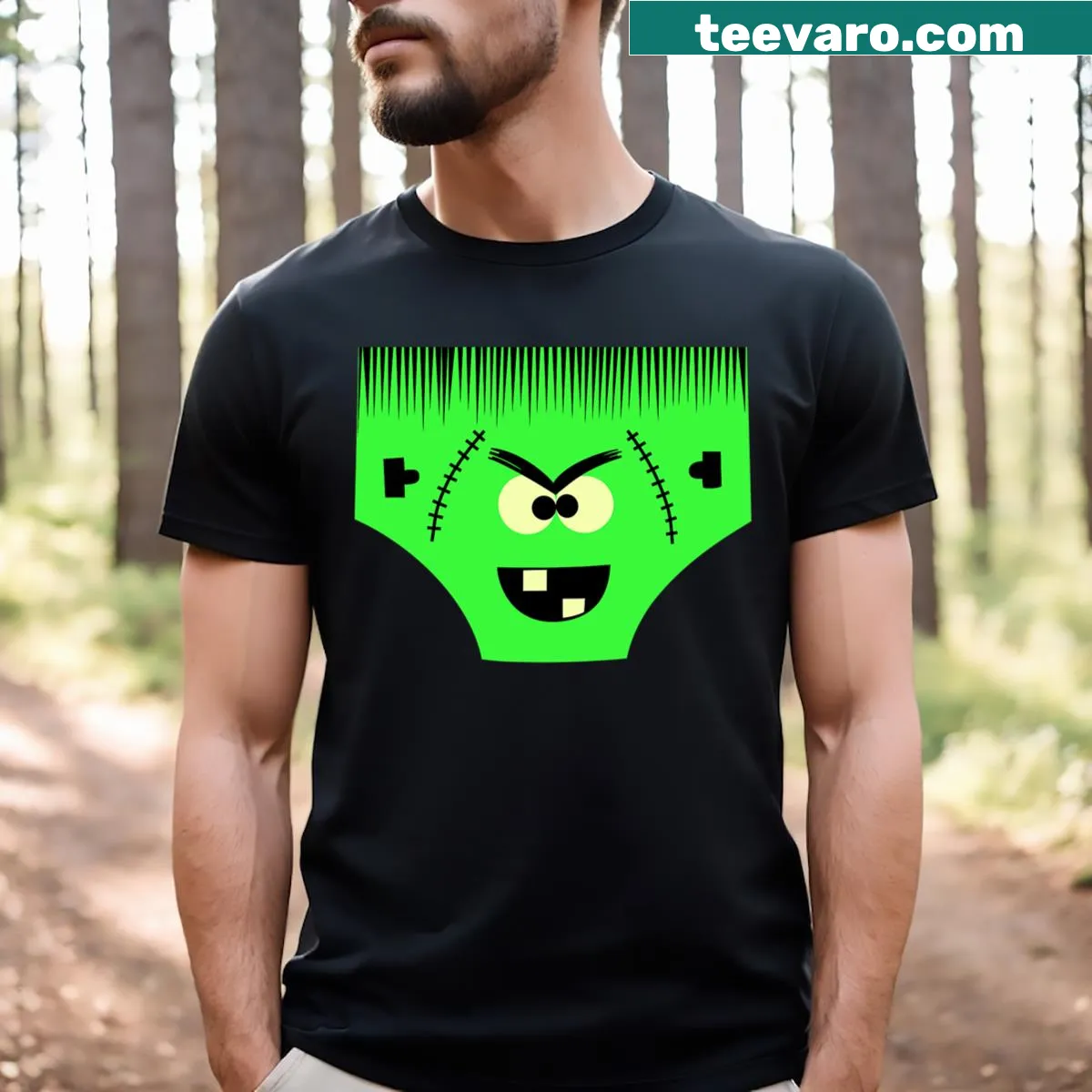 Halloween t-shirt with creepy underwear design — on a men's t-shirt