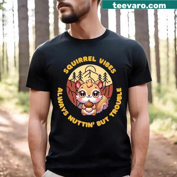 Kawaii-style T-shirt featuring a cute squirrel graphic