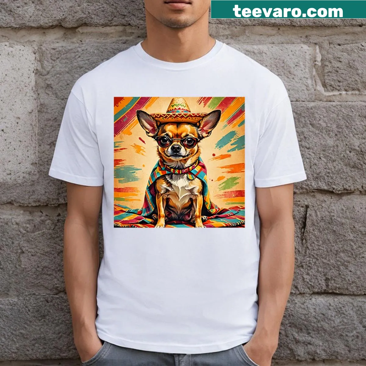 Taco Bell Chihuahua graphic T-shirt — on a men's t-shirt