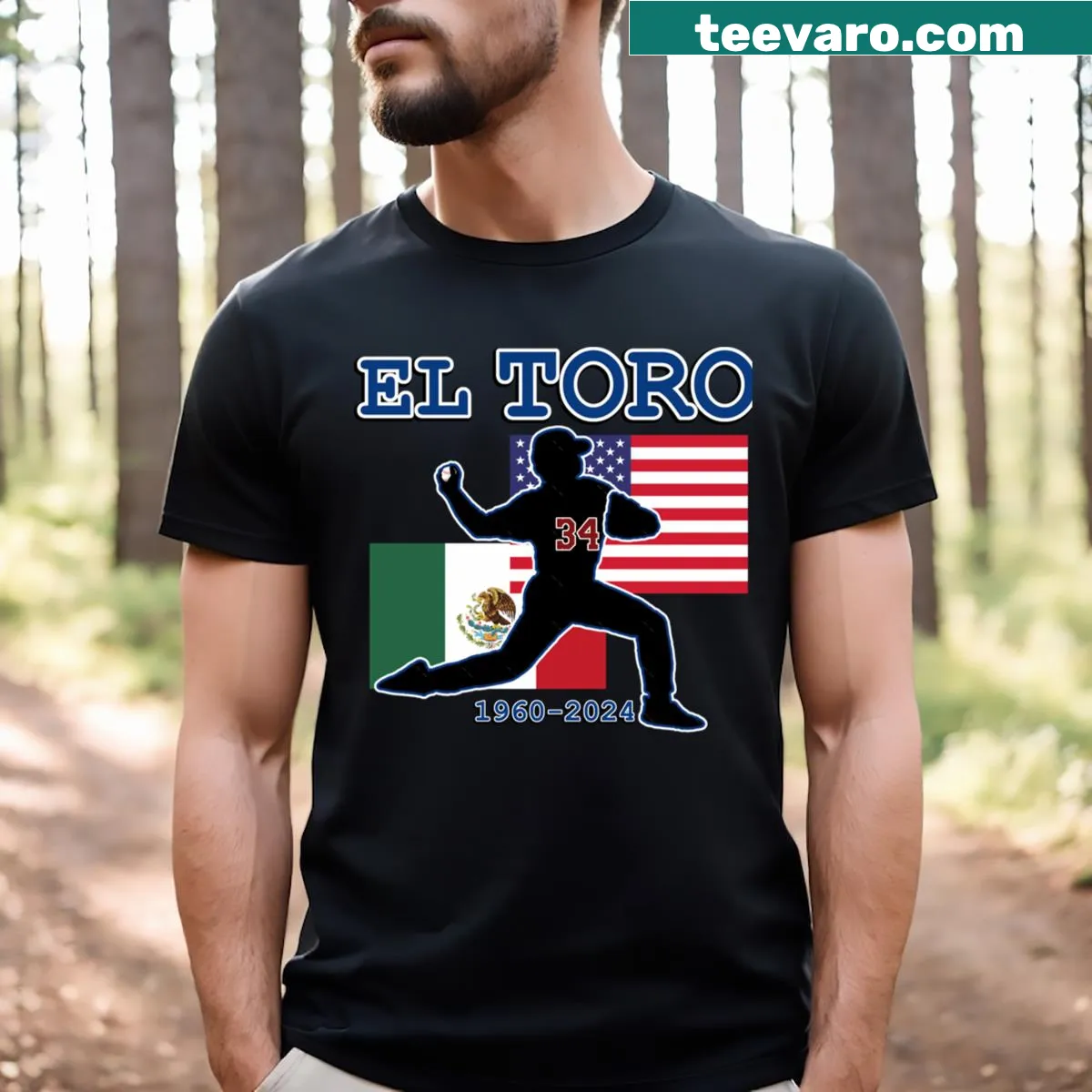 Shirt honoring Fernando Valenzuela's Mexican American heritage — on a men's t-shirt