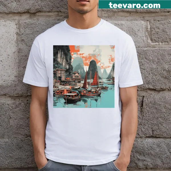 Illustration of Ha Long Bay on a t-shirt