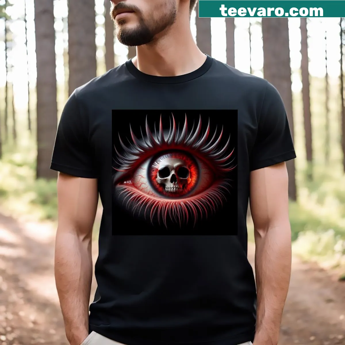 Bold skull illustration on a T-shirt for Halloween. — on a men's t-shirt