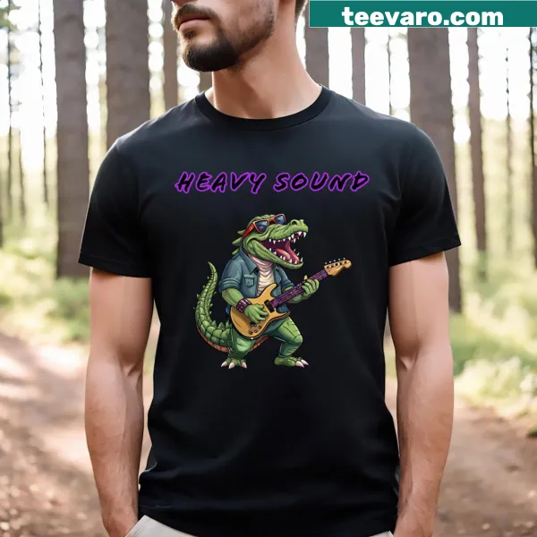 Bold 'Heavy Sound' graphic on T-shirt