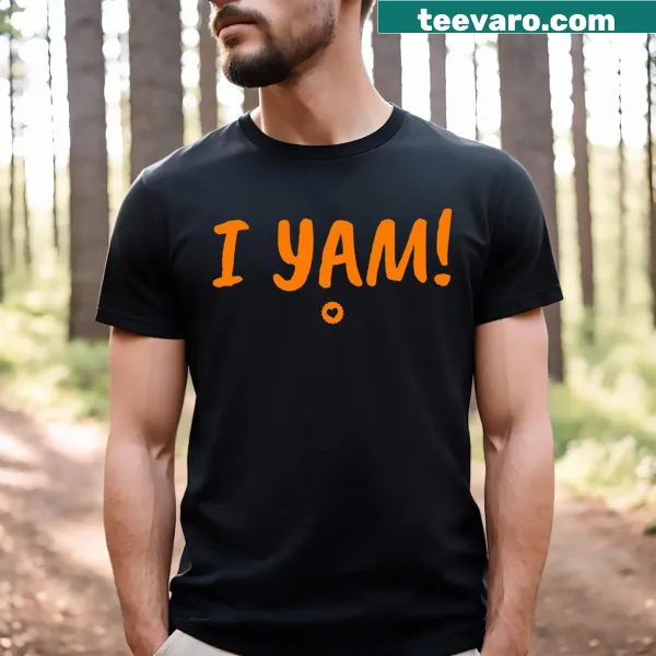 Thanksgiving matching t-shirt with the phrase I Yam Green He's My Sweet Potato