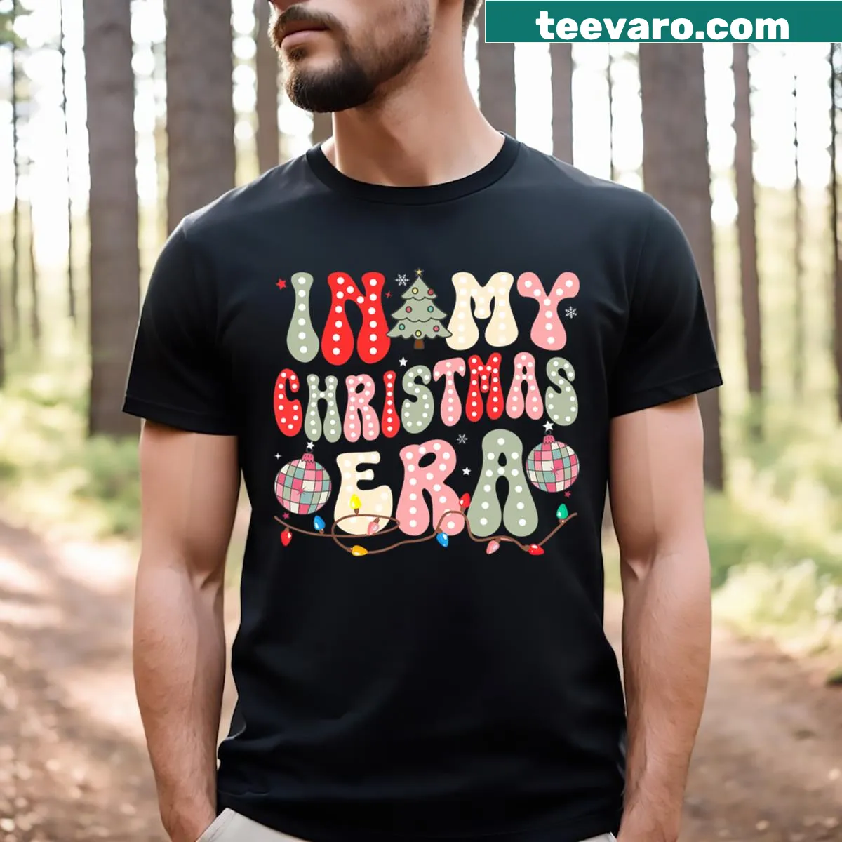 Cute T-shirt with the phrase 'In My Christmas Era' for the holiday season — on a men's t-shirt