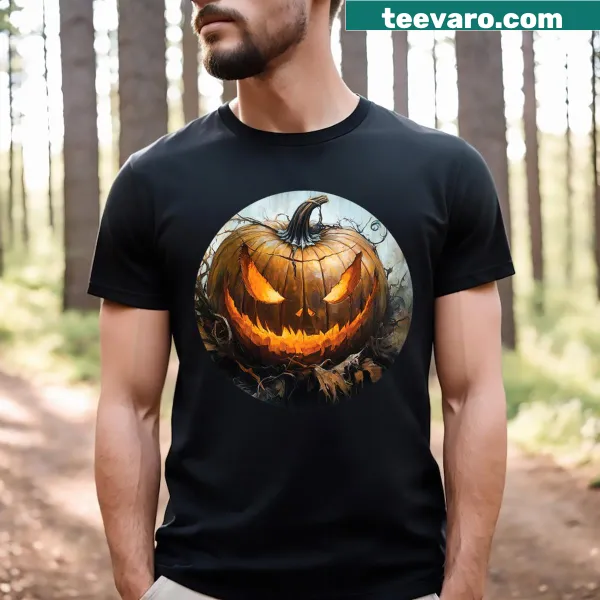 Halloween T-shirt with a scary pumpkin graphic