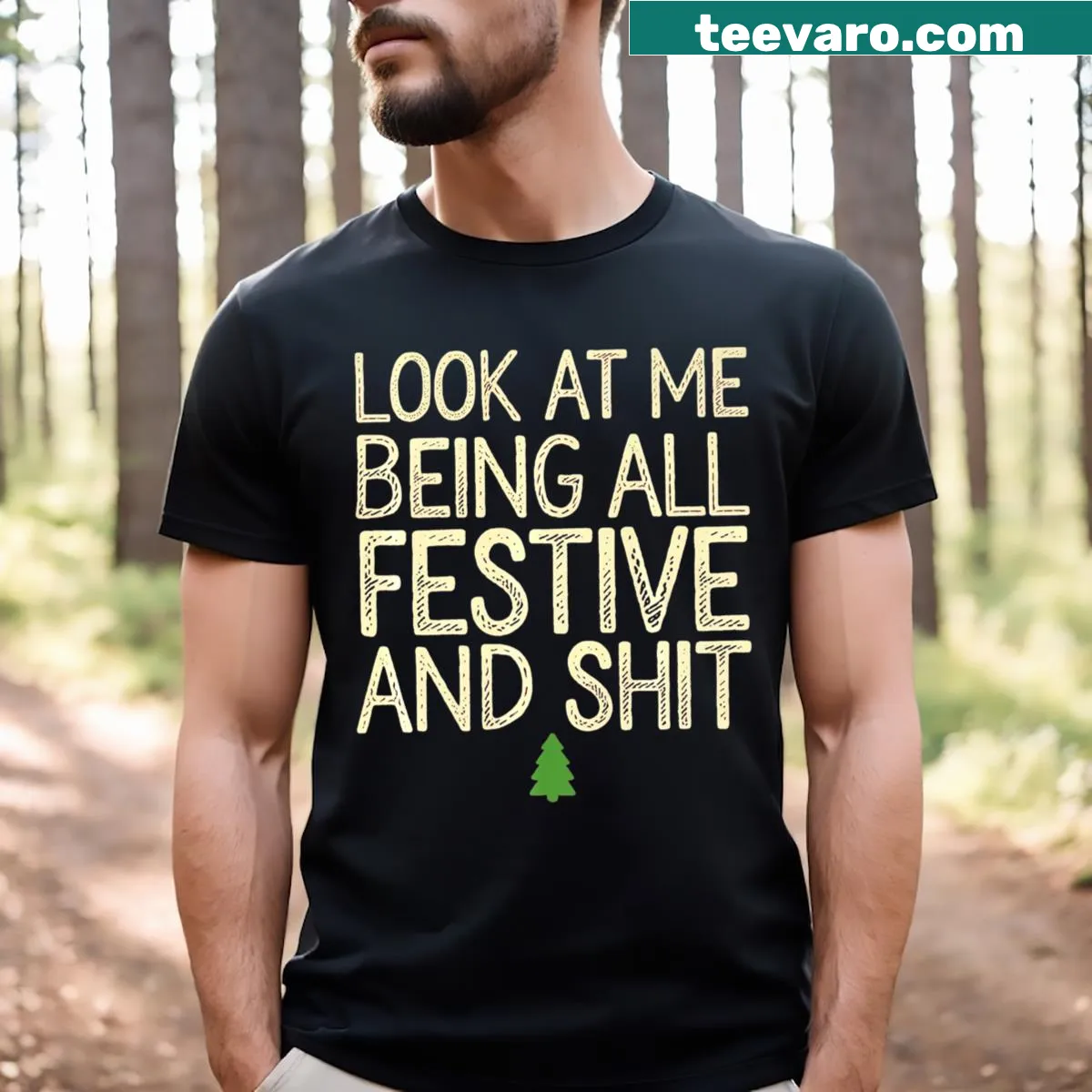 Humorous festive slogan on a Christmas T-shirt. — on a men's t-shirt