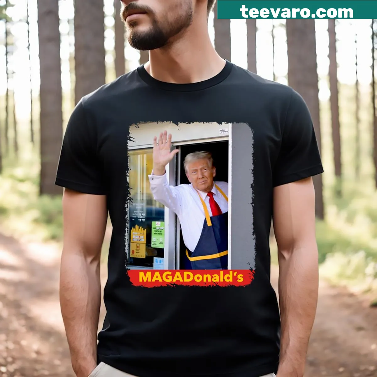 Funny political graphic t-shirt with clever slogan — on a men's t-shirt