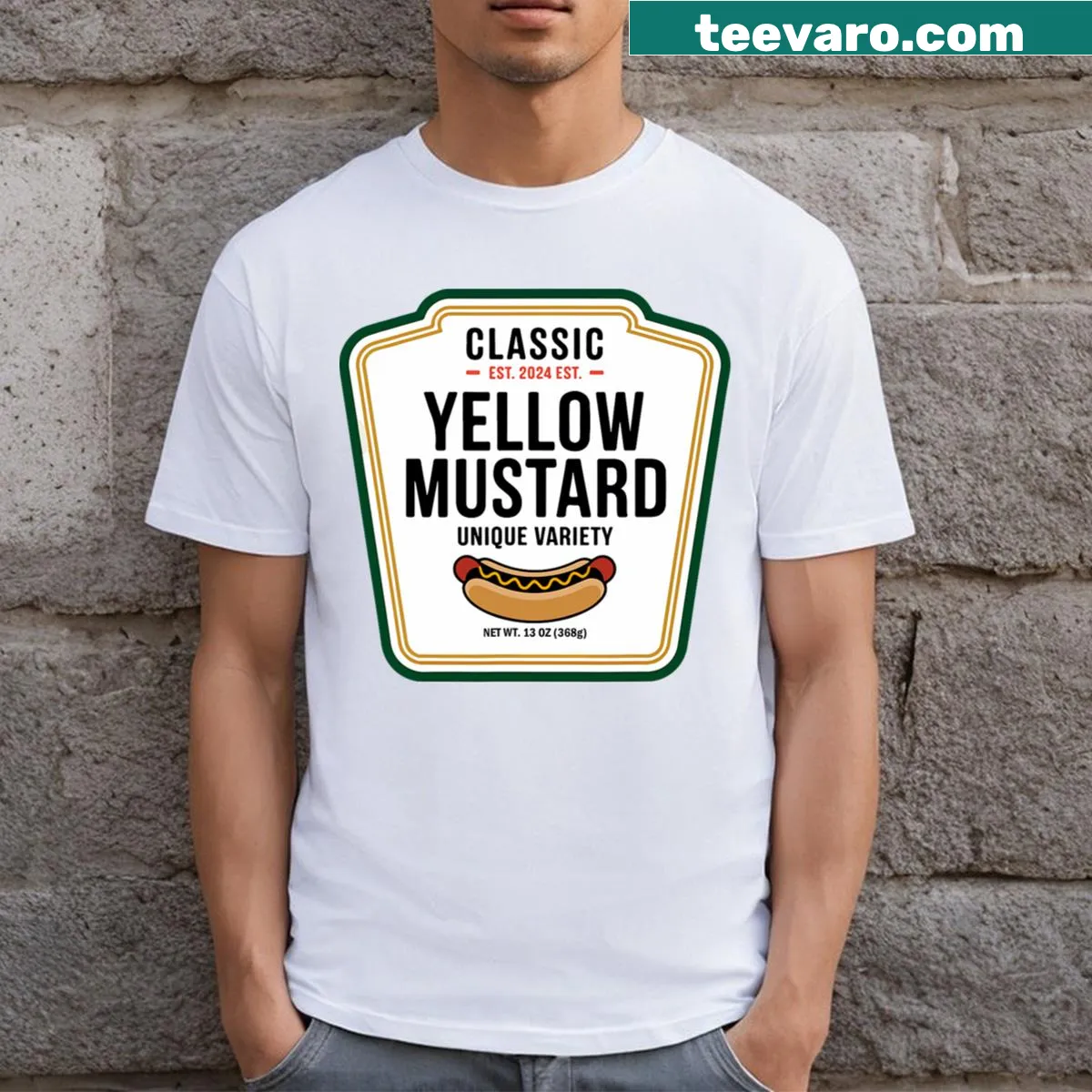 T-shirt with quirky mustard graphic for Halloween — on a men's t-shirt