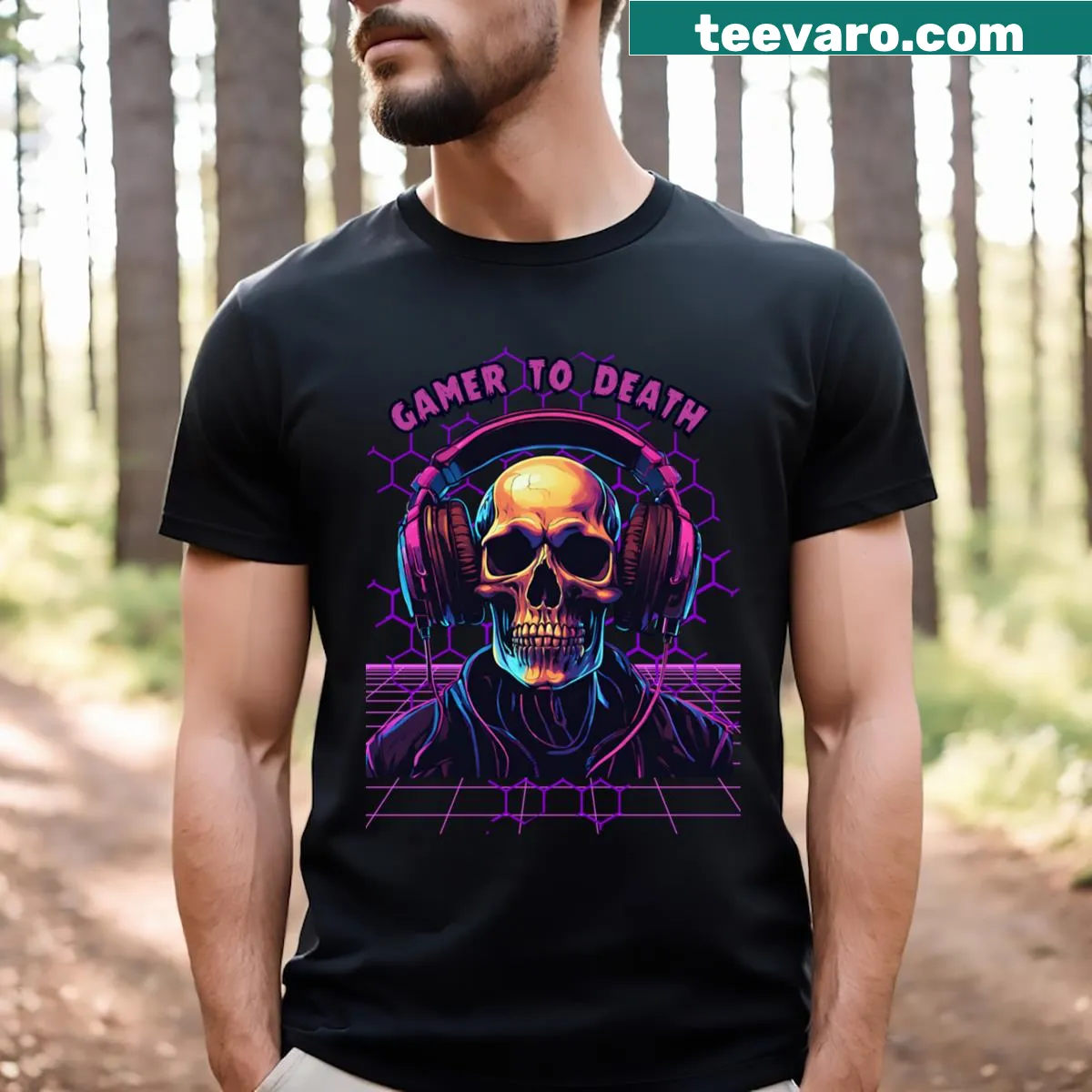 T-shirt featuring the phrase 'No Rest For Gamers' in bold text — on a men's t-shirt