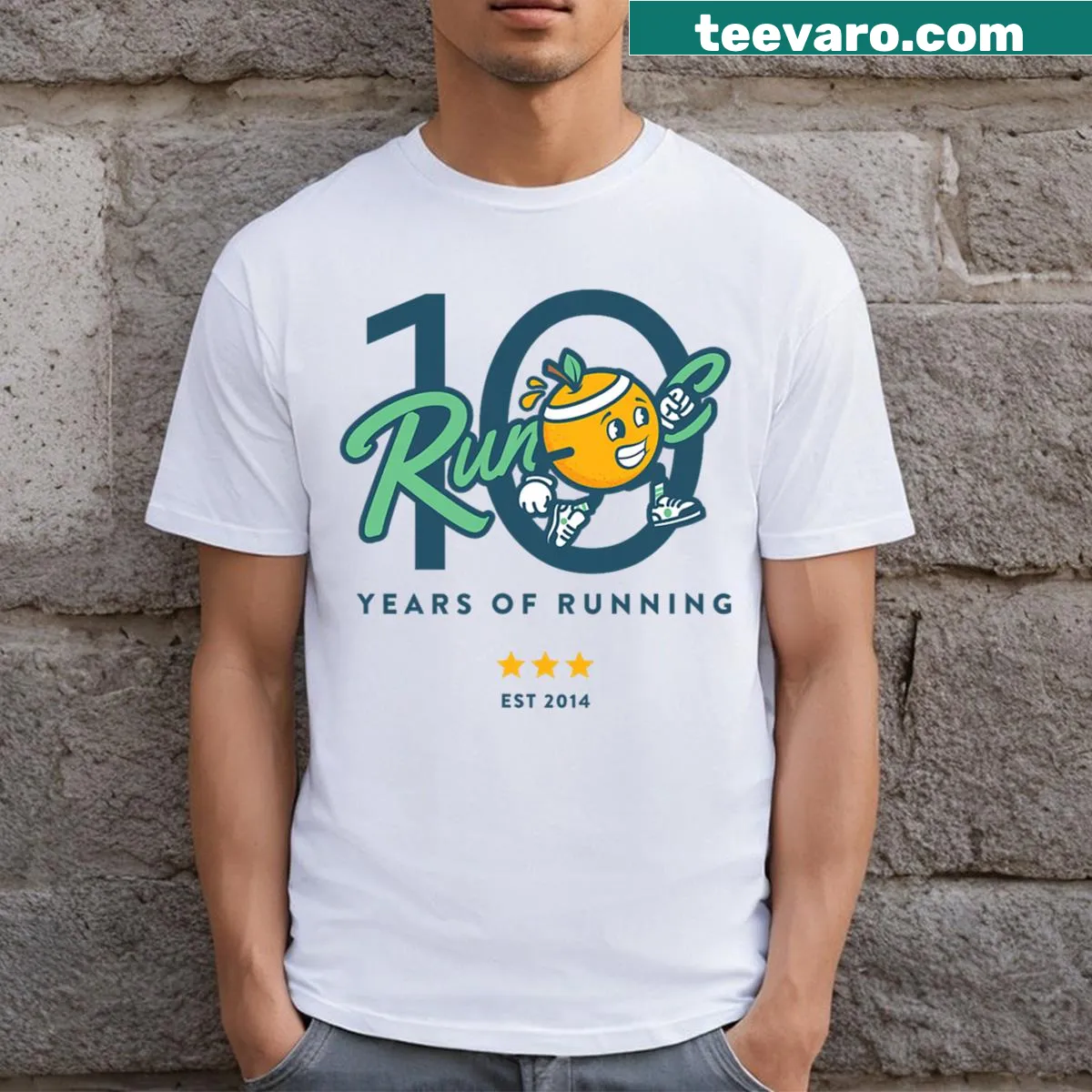 10 year anniversary graphic t-shirt — on a men's t-shirt