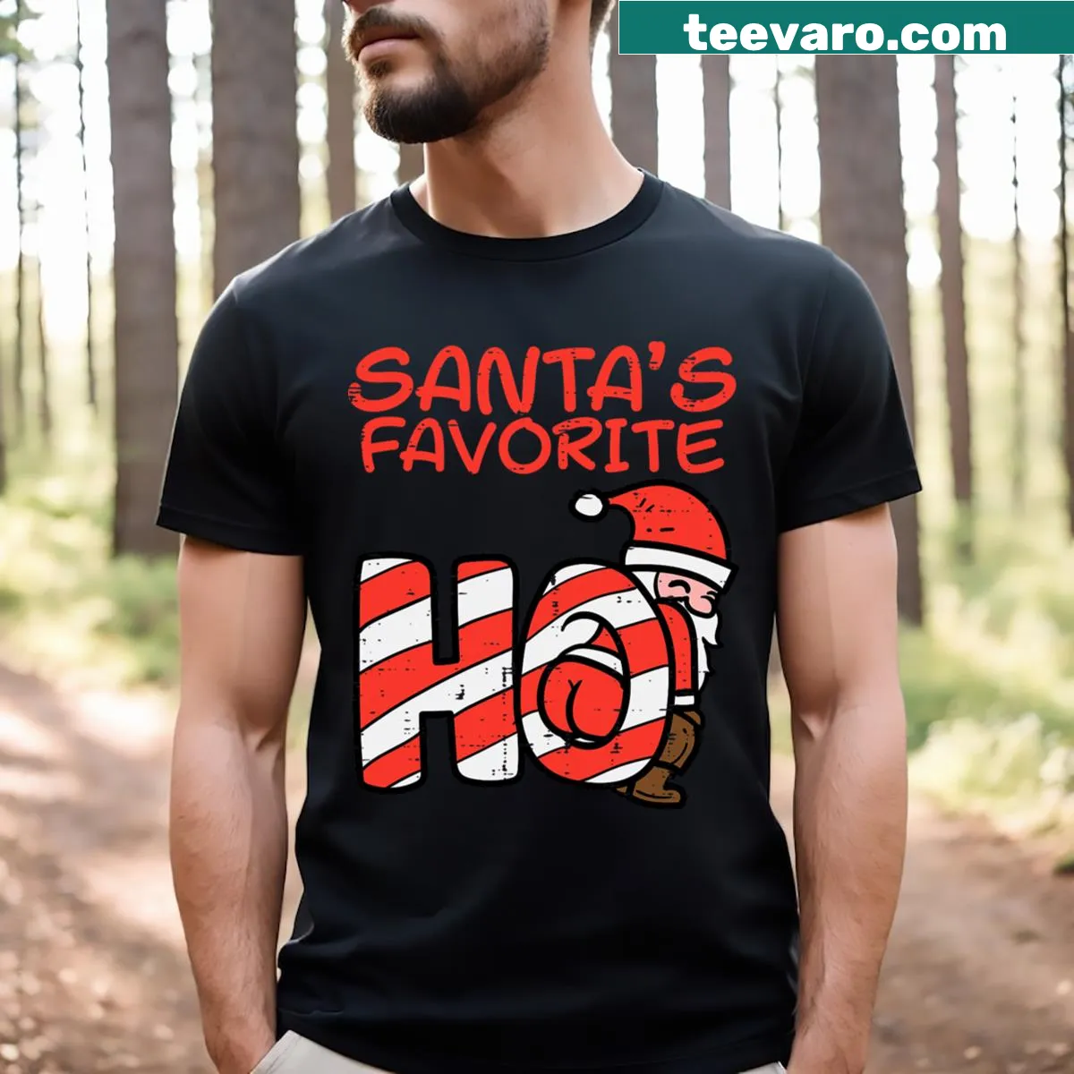Funny typography design declaring Santa's favorite for adults. — on a men's t-shirt