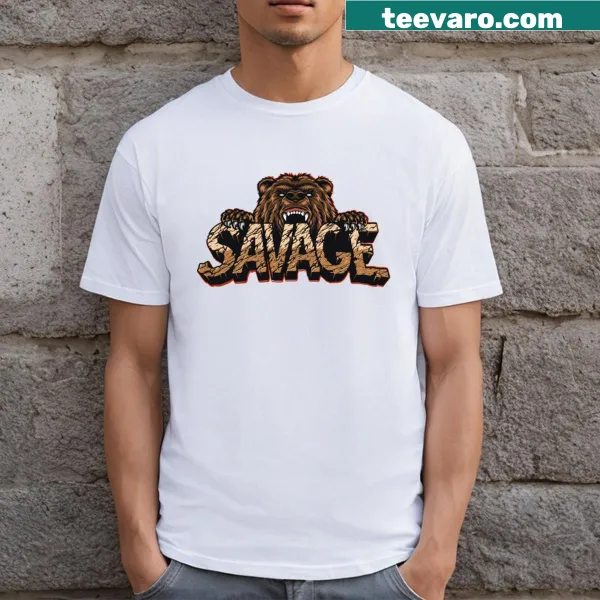 Playful T-shirt featuring a bold 'Savage' graphic