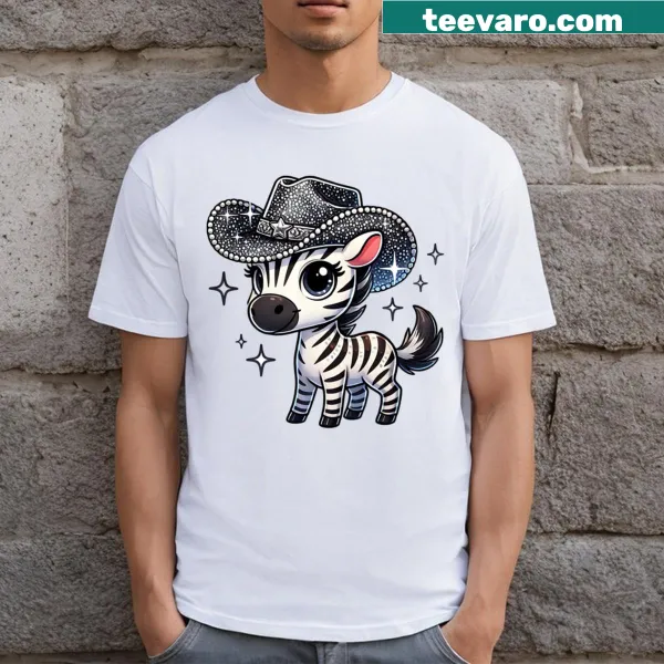 T-shirt featuring a zebra in a cowgirl hat illustration