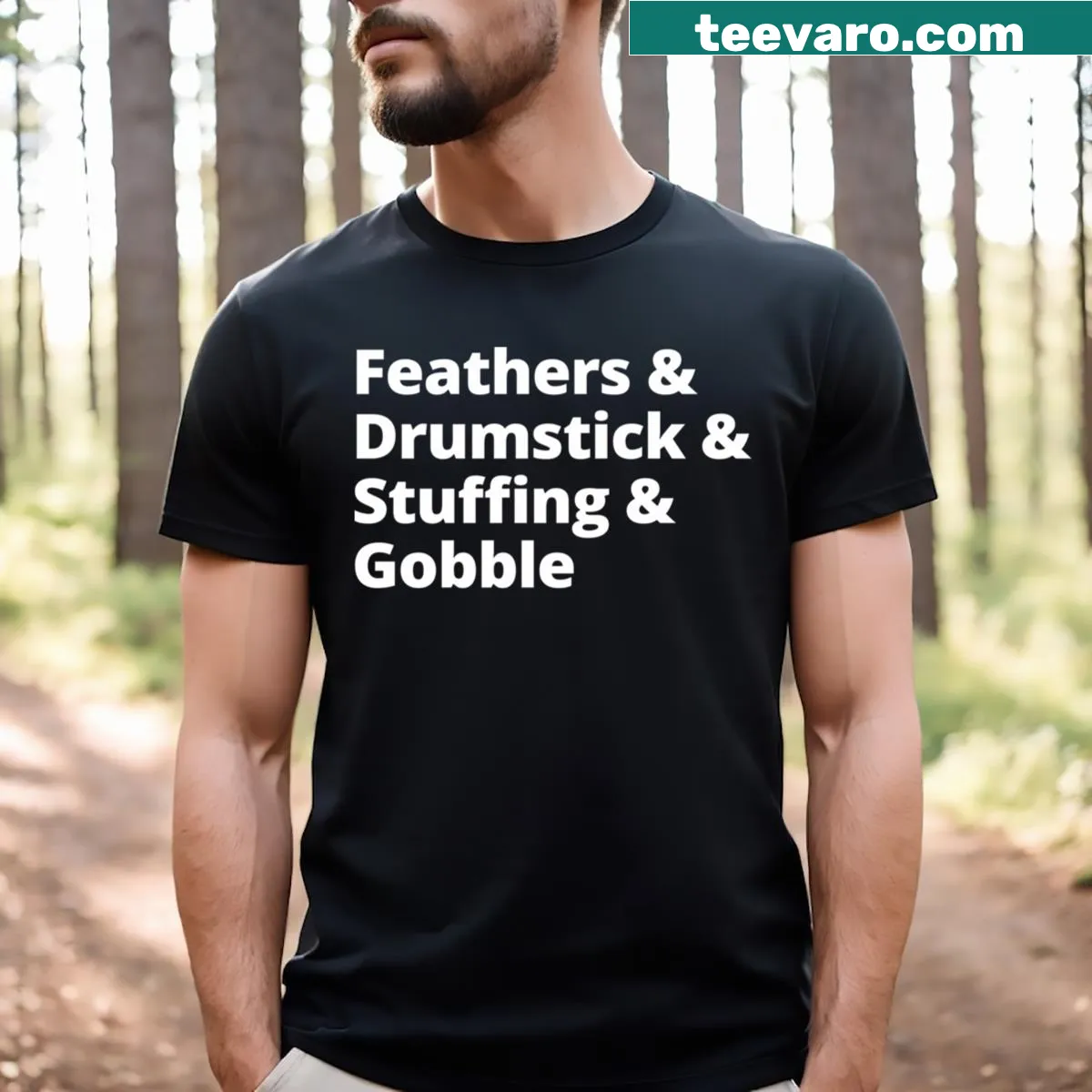 Gobble Vibes T-shirt with fun typography — on a men's t-shirt