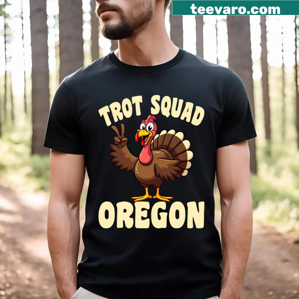 Thanksgiving Turkey Trot Race T-shirt with festive typography — on a men's t-shirt