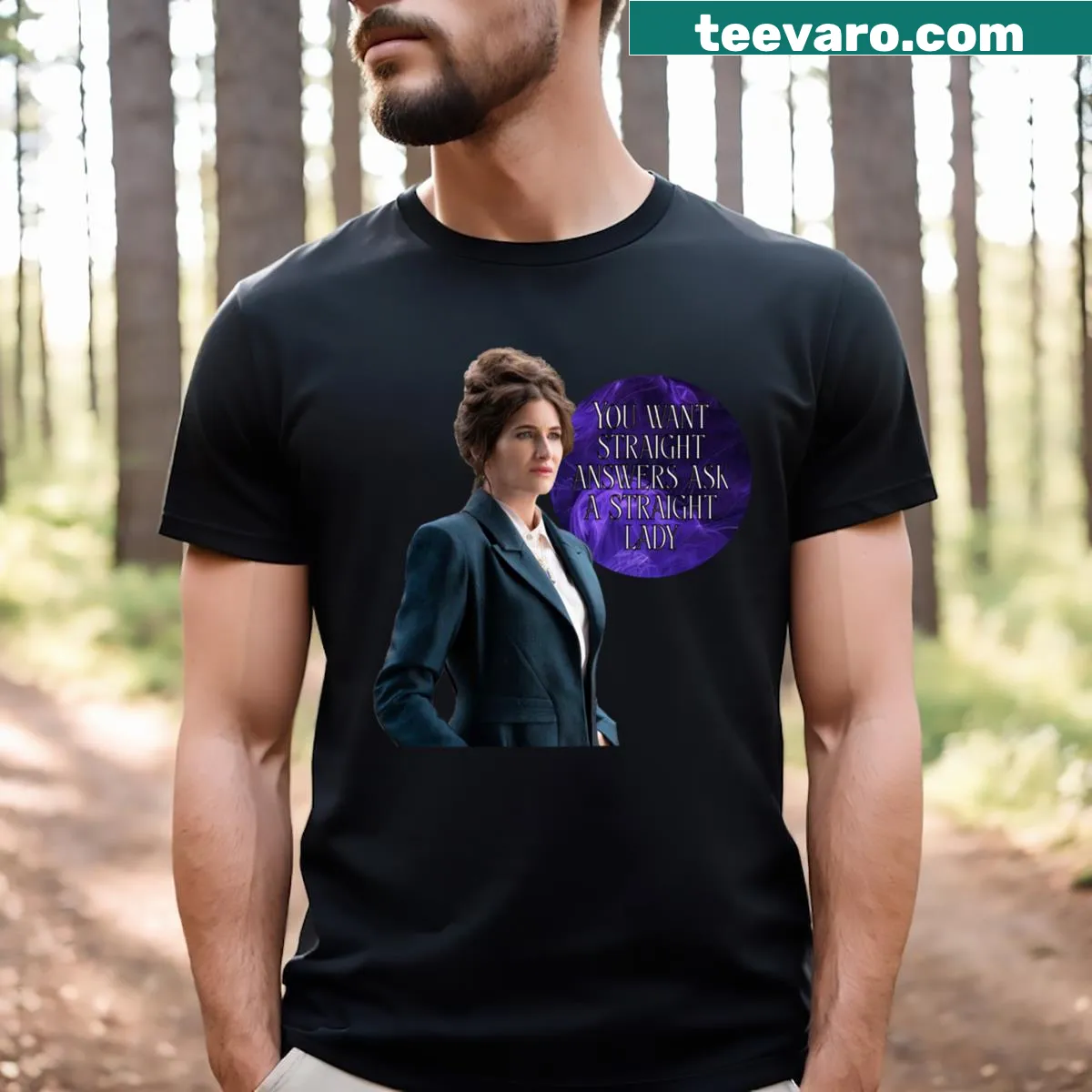 Illustrated T-shirt showcasing Agatha in a clever design — on a men's t-shirt