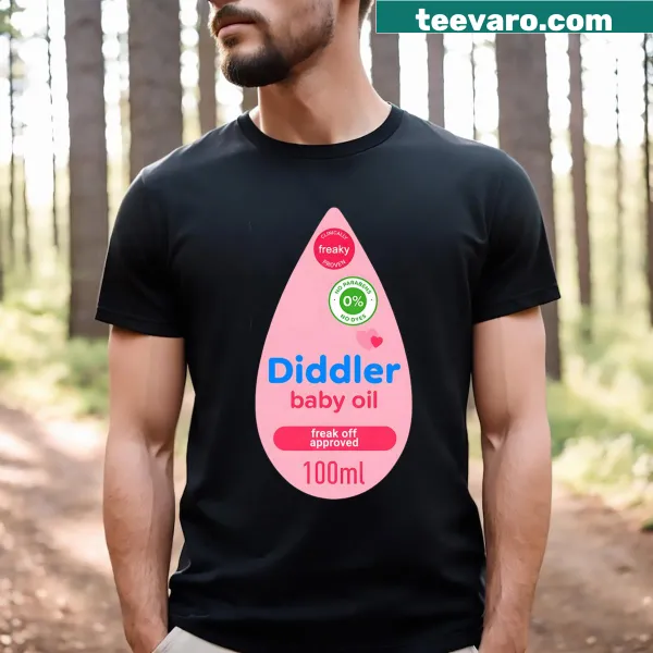 Funny Halloween T-shirt featuring a baby oil bottle graphic