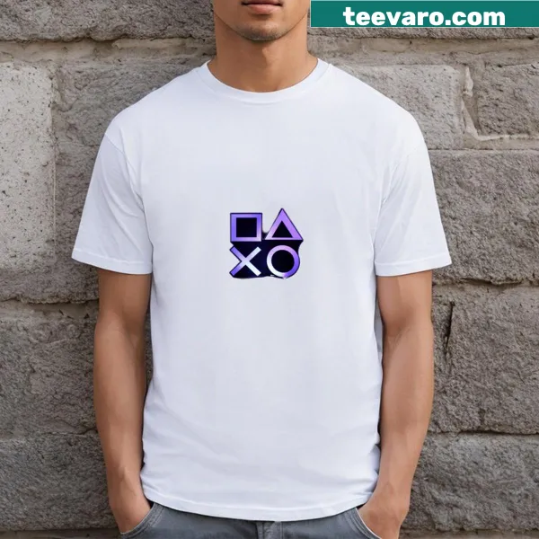 Funny gaming-themed T-shirt featuring playful gaming symbols