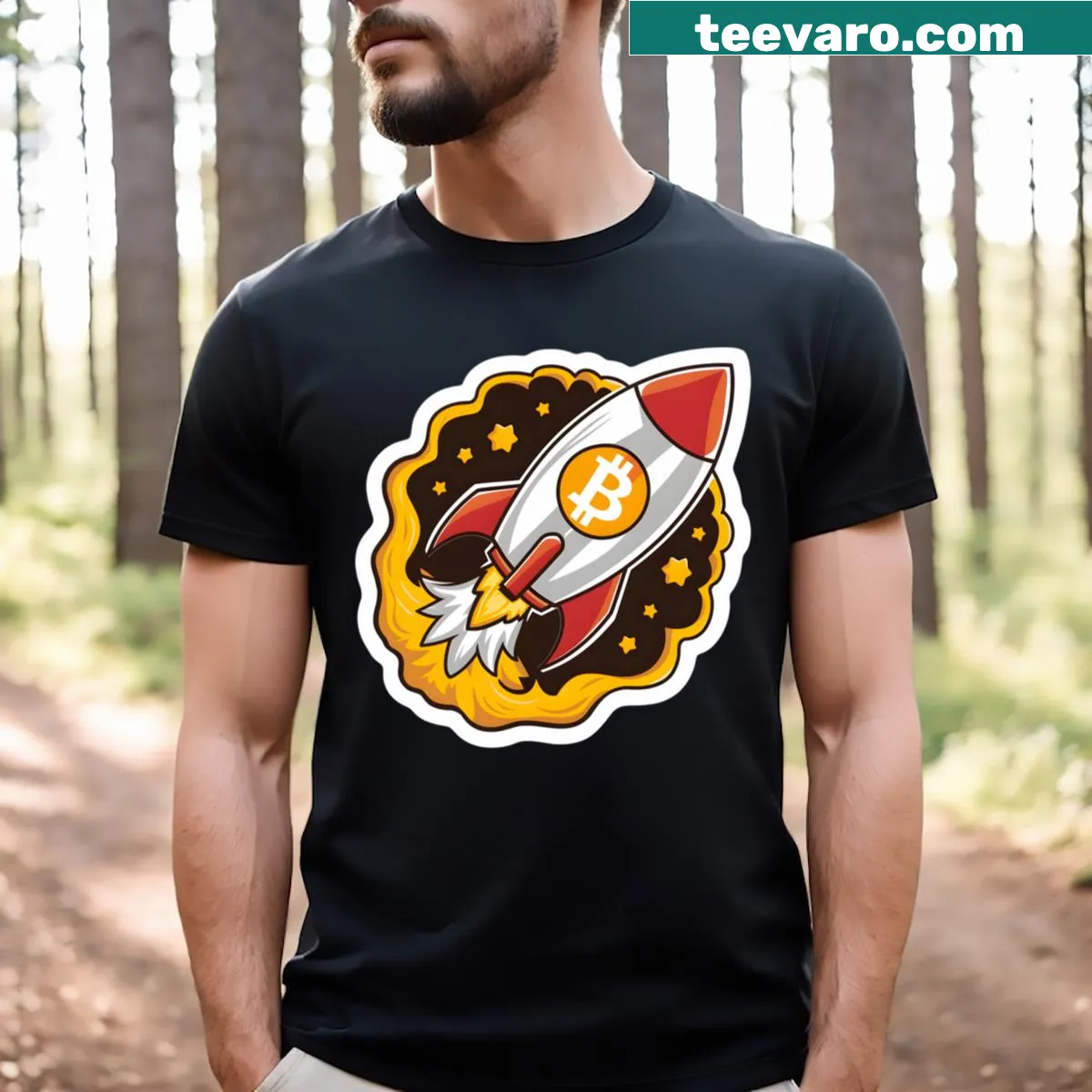 Text design promoting 'Bold Moves In Crypto' on a Bitcoin t-shirt — on a men's t-shirt