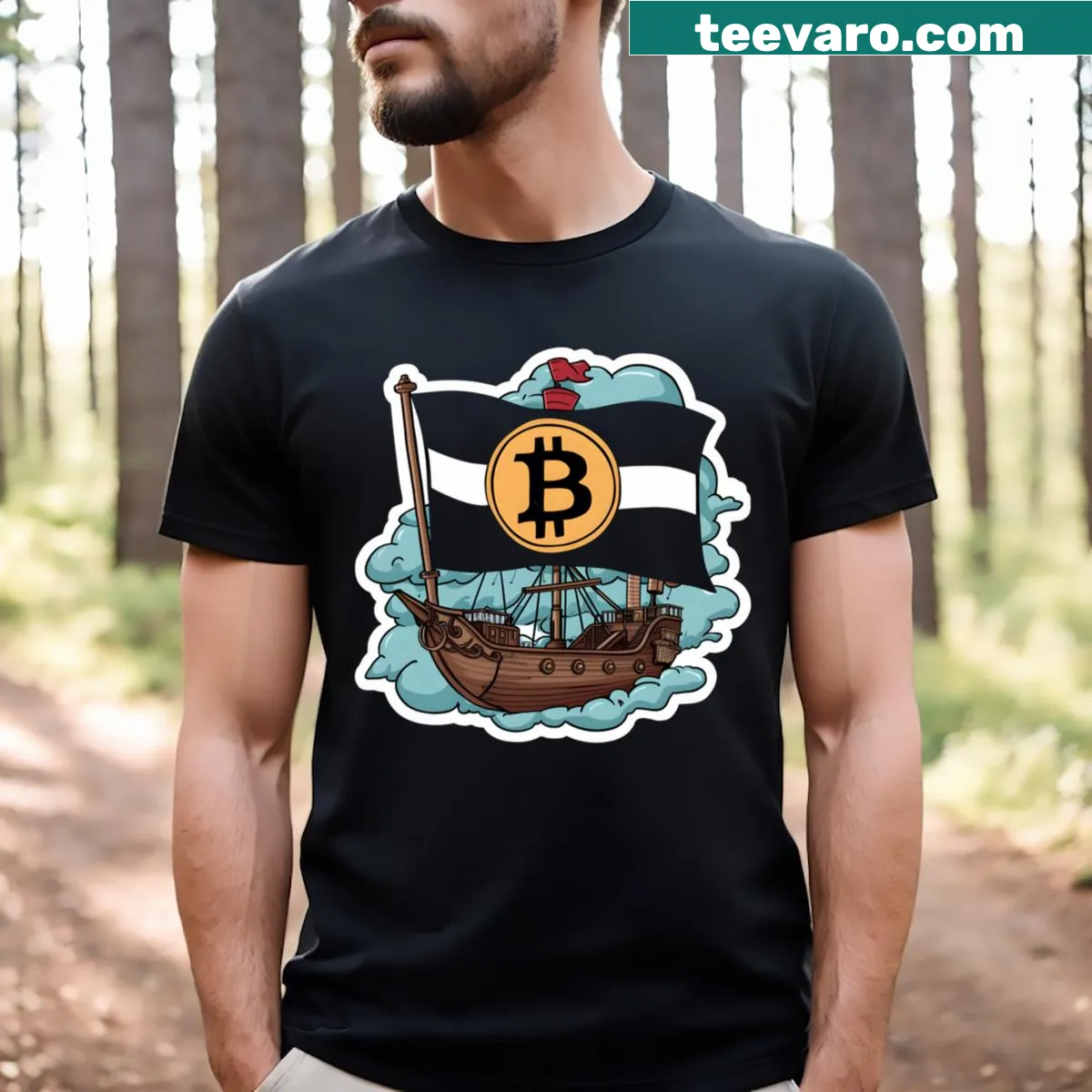 Inspirational Bitcoin t-shirt featuring 'Path To Digital Wealth' text — on a men's t-shirt