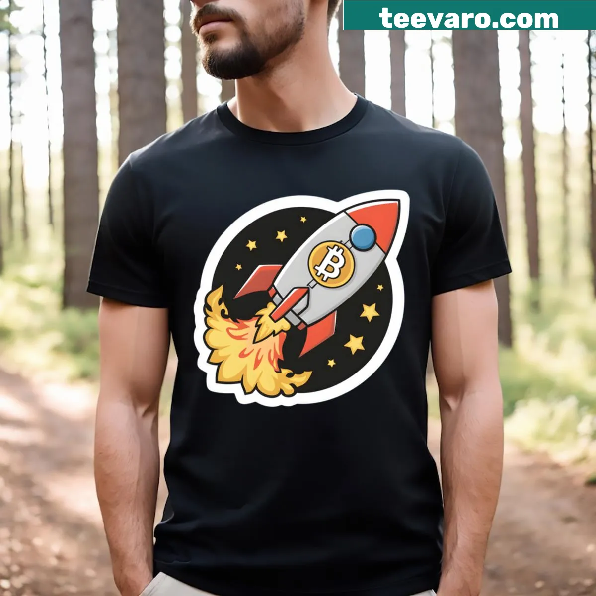 Strong Bitcoin t-shirt featuring 'Strength In The Crypto World' text — on a men's t-shirt