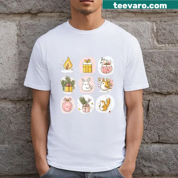 Typography design featuring Christmas elements on a long t-shirt