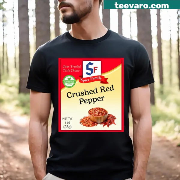 Cartoon graphic of crushed red pepper on a T-shirt