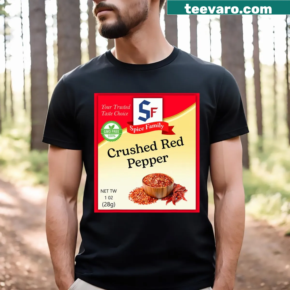 Cartoon graphic of crushed red pepper on a T-shirt — on a men's t-shirt