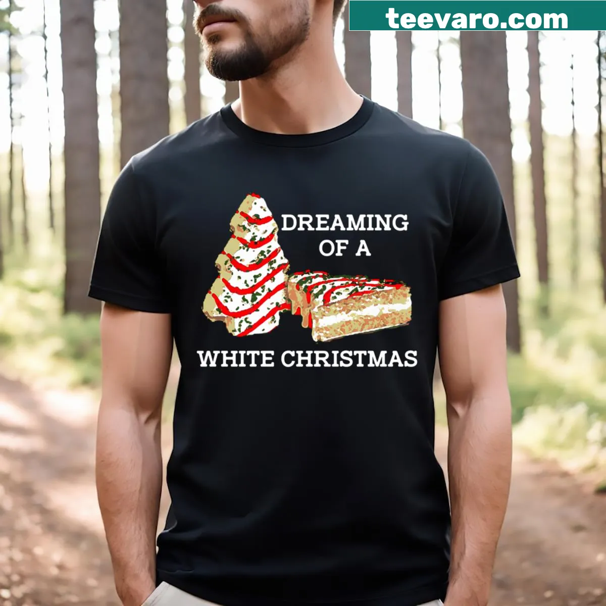 Festive Christmas-themed T-shirt featuring winter imagery — on a men's t-shirt