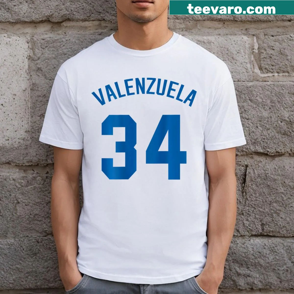 El Toro Valenzuela 34 T-shirt honoring baseball legend — on a men's t-shirt