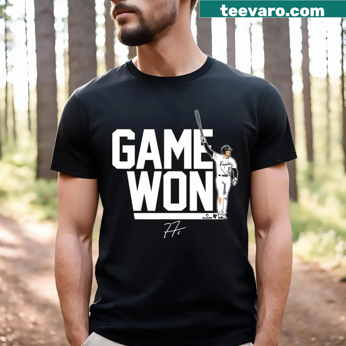 Celebratory design highlighting Freddie Freeman and LA baseball on a T-shirt — on a men's t-shirt