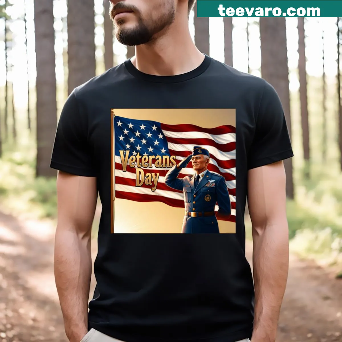 'Honoring Our Heroes' text graphic on t-shirt — on a men's t-shirt