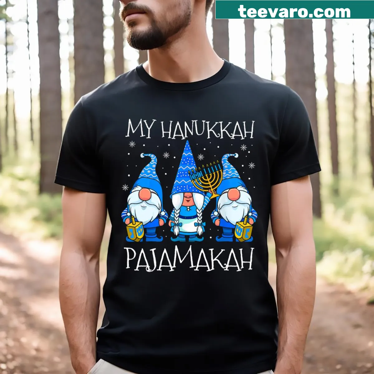 Kids T-shirt with 'My Hanukkah Pajamakah' for festive celebrations — on a men's t-shirt