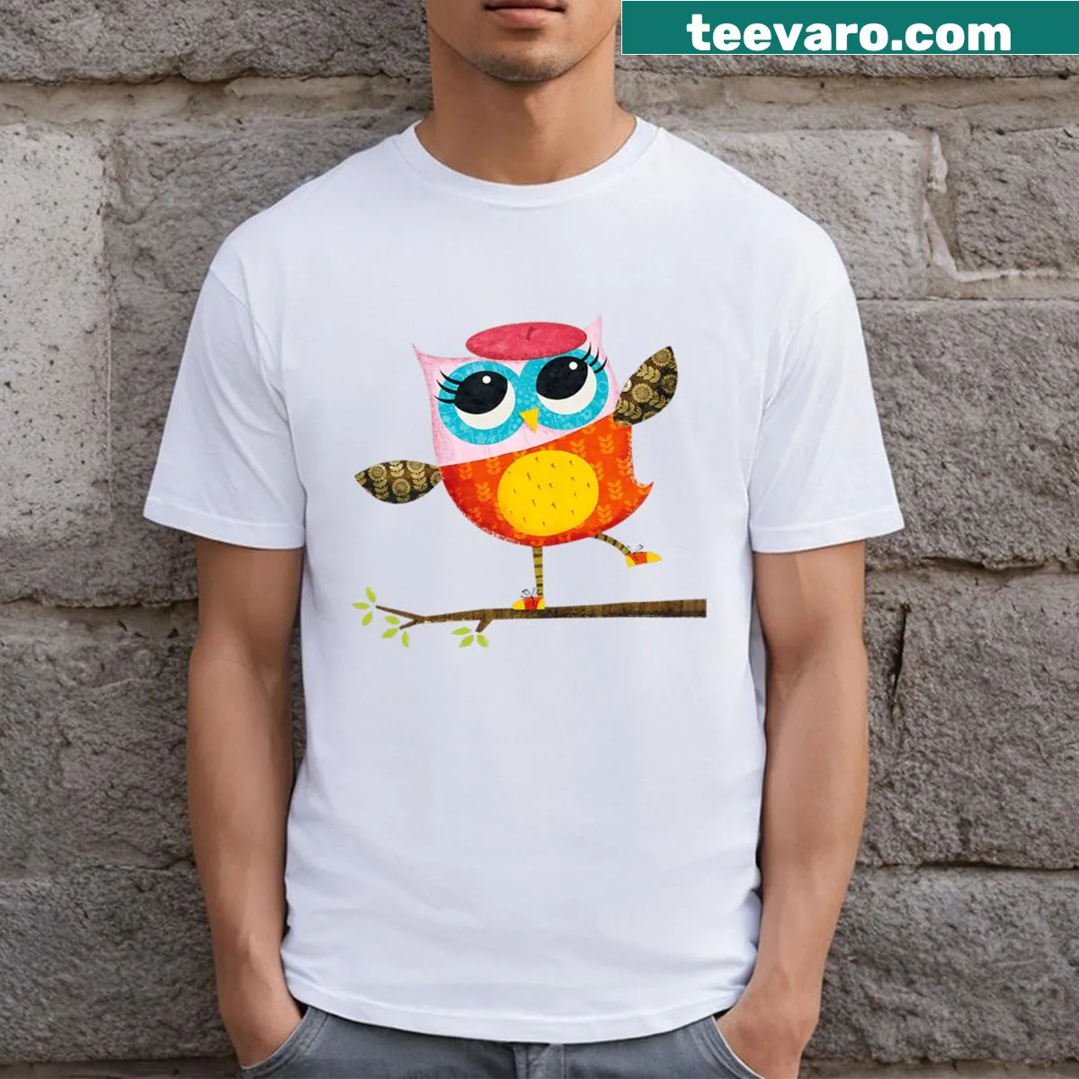 Kids T-shirt featuring Owl Diaries characters — on a men's t-shirt