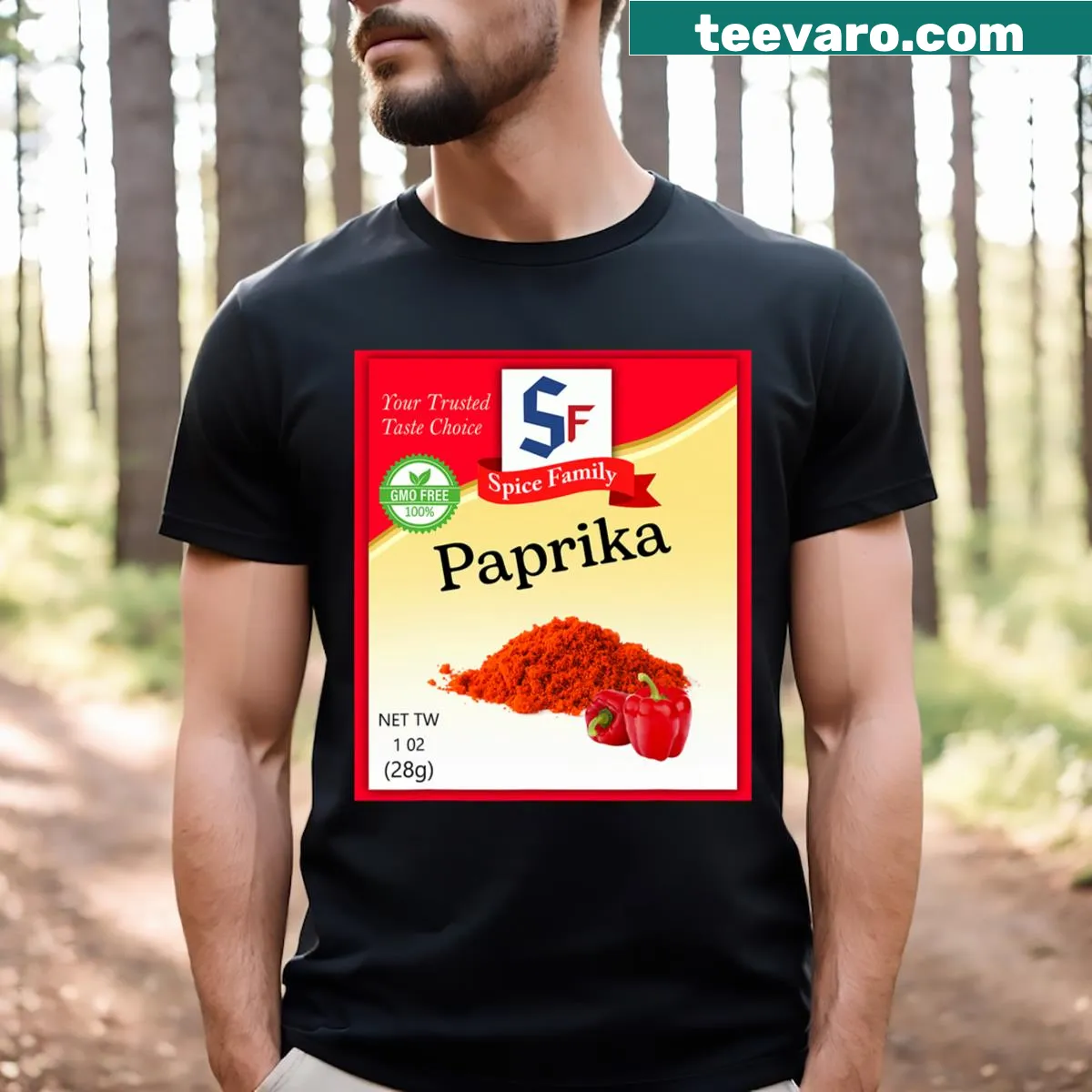 Paprika-themed humorous Halloween T-shirt — on a men's t-shirt