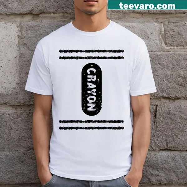 Cartoon-style T-shirt featuring a crayon box design for Halloween