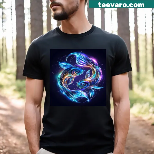 Illustrative Pisces zodiac t-shirt design
