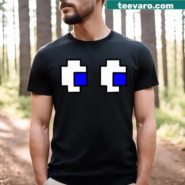 Retro arcade game T-shirt featuring ghost eyes for Halloween fun