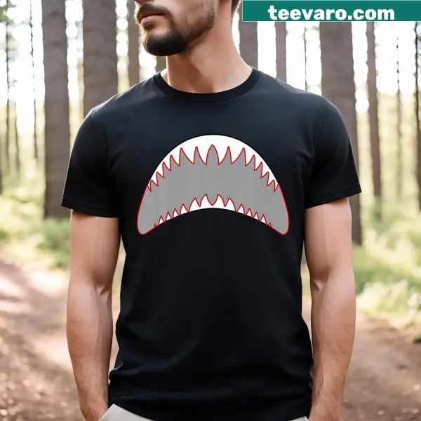 Cartoon shark mouth design on a Halloween costume T-shirt
