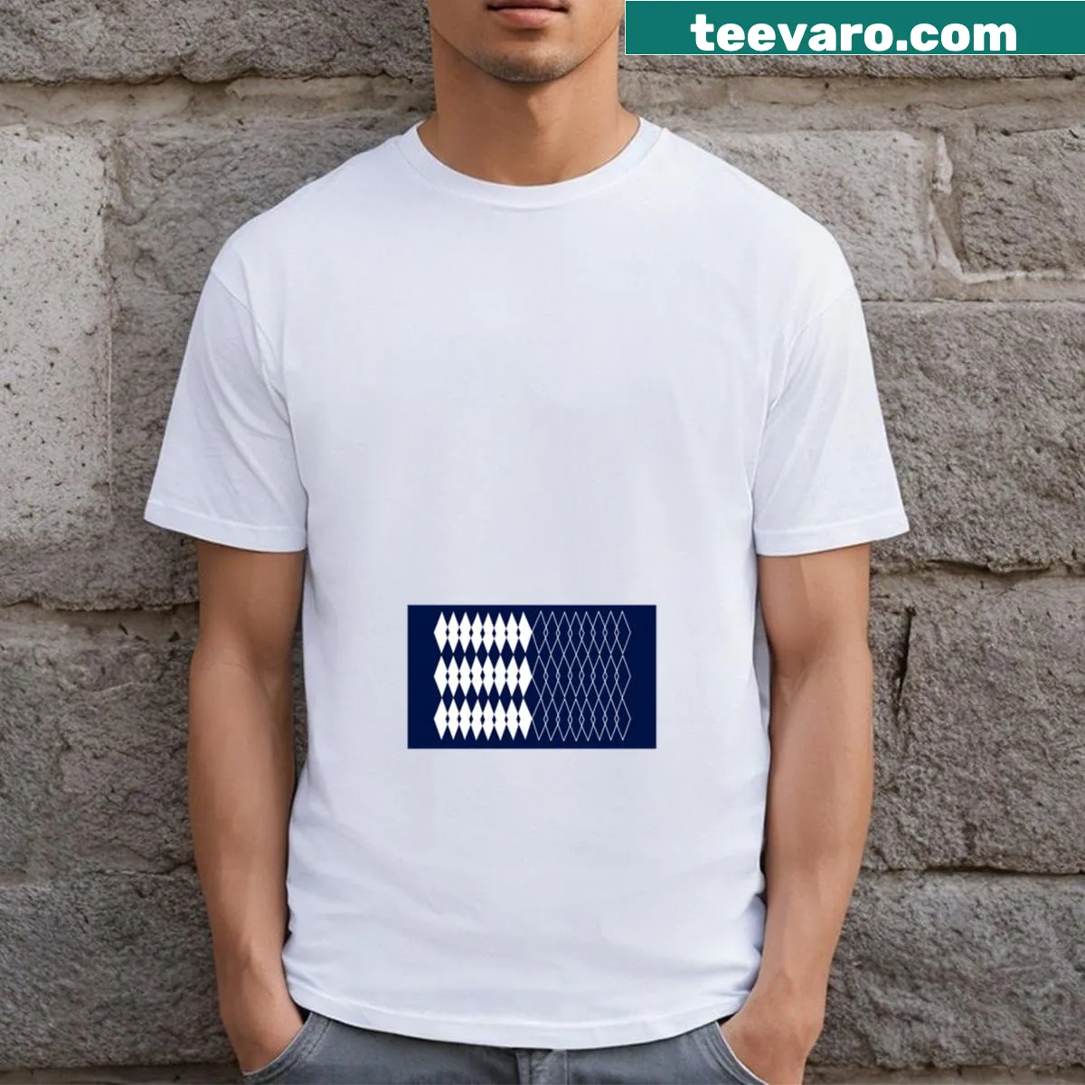 Bold patterned graphic on a unique T-shirt featuring sharp symmetry. — on a men's t-shirt