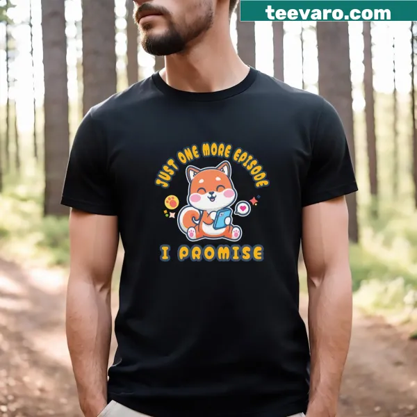 Illustration of a Shiba Inu for binge-watching on a T-shirt