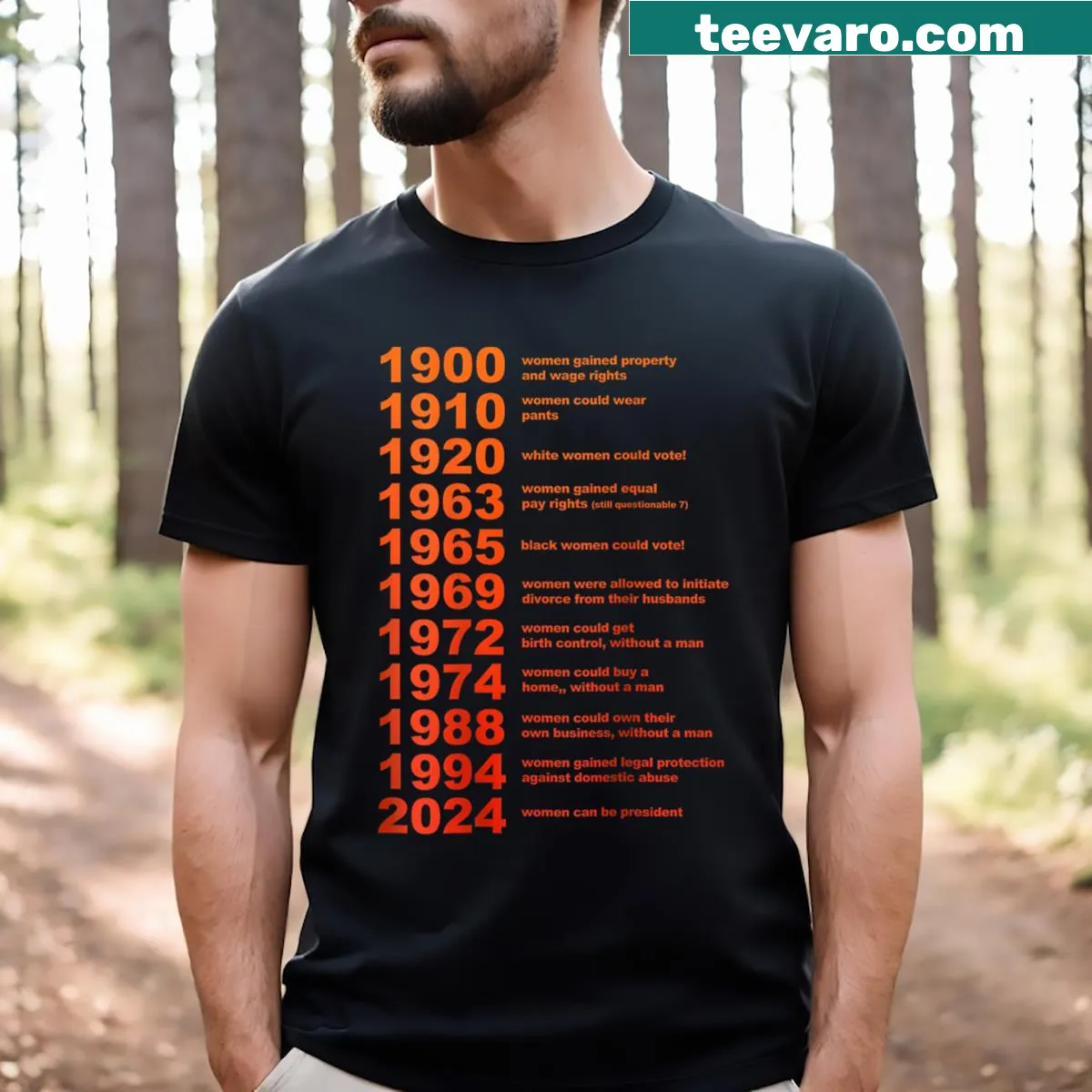 Bold typography on a two-sided T-shirt about witch trials — on a men's t-shirt