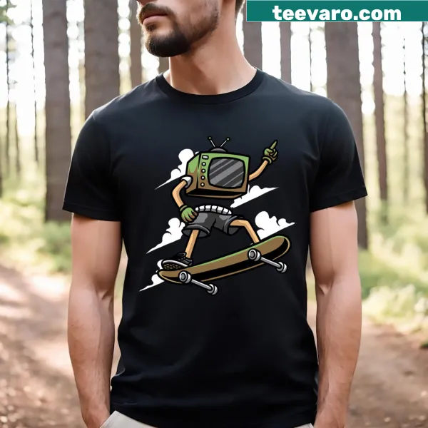 Whimsical TV head graphic t-shirt