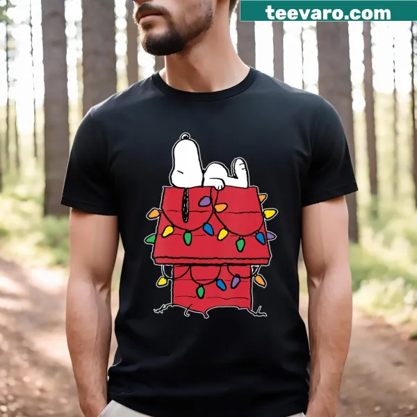 Christmas T-shirt featuring Snoopy in Christmas lights design
