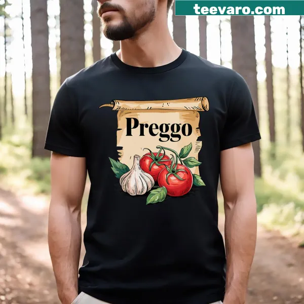 Funny pregnancy announcement V-neck T-shirt with 'Preggo Sauce' text