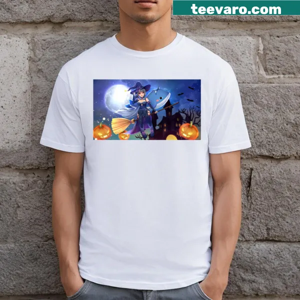 Whimsical Halloween t-shirt featuring a decorated car