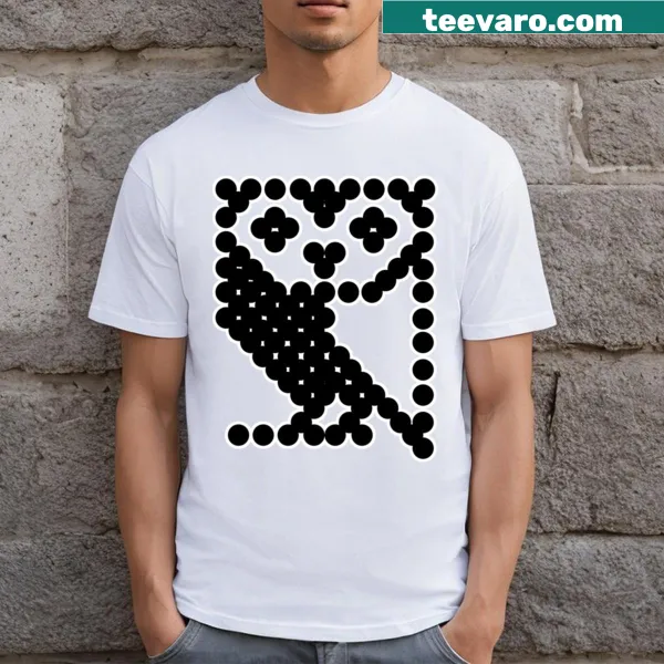 Owl design on a T-shirt inspired by technology and nature.