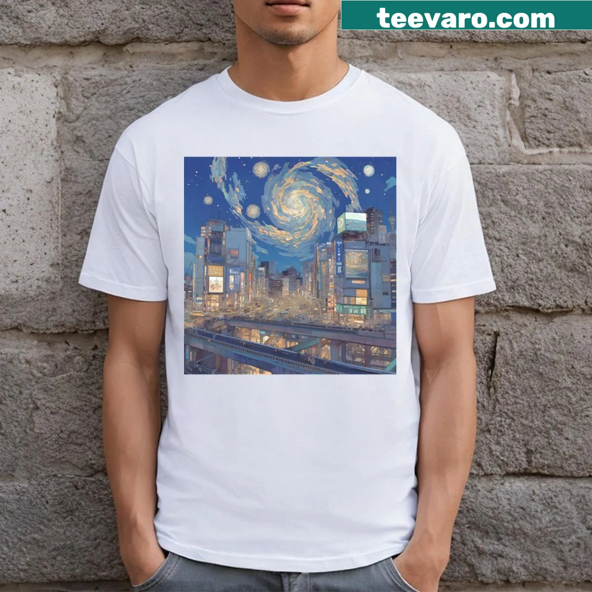 T-shirt celebrating urban art and creativity. — on a men's t-shirt